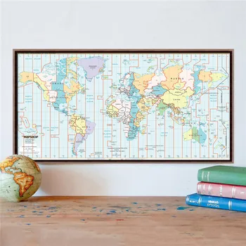 

Timezone Map Canvas Wall Art Sticker Modern Map Geographic Home Decoration Wall Art Sticker Print Colorful Pictures