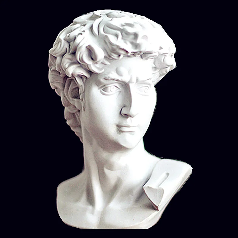 

Cute David Statue Figure Bust Gypsum Michelangelo Buonarroti Home Decorations Collectible Colophony Crafts L2166