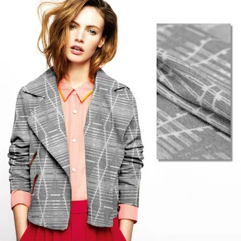 

Gray geometric jacquard fabric high quality jacquard wool fabric autumn and winter clothing skirt wool cloth jacquard cloth