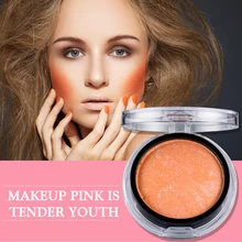 

UBUB 1 Pcs Women Bronzer Blush Palette Whith Puff Face Makeup Baked Cheek Color Blusher Professional Paleta Ee Blush Brand