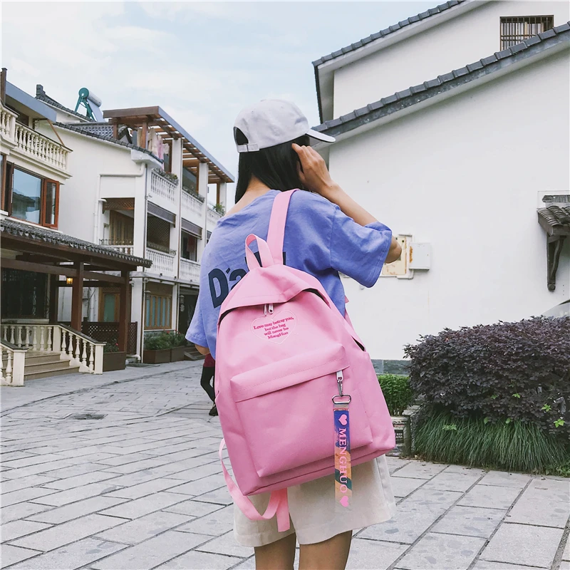 Menghuo Fashion Ribbon Backpack Women Nylon School Bags for Teenage Girls Embroidery Practical Functional Travel Female Backpack (53)