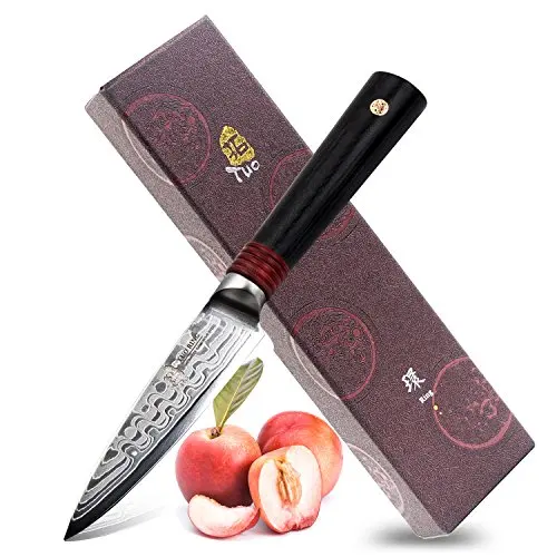 

TUO Cutlery Paring Knife - Japanese AUS-10 Damascus Dragon Pattern Fruit Pelling Knife - Non-slip Ergonomic G10 Handle - 3.5''
