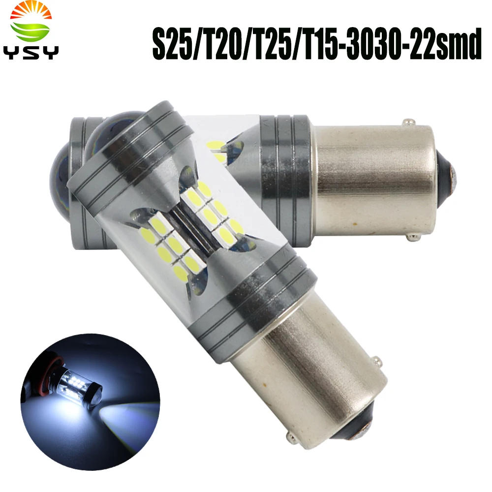 

YSY 20X NEW Car Led Turnning Light S25 1157/1156 T20 7440/7443 BA15S T15 P21W 3030 LED 22 SMD Reversing Lamp Brake Auto Bulb