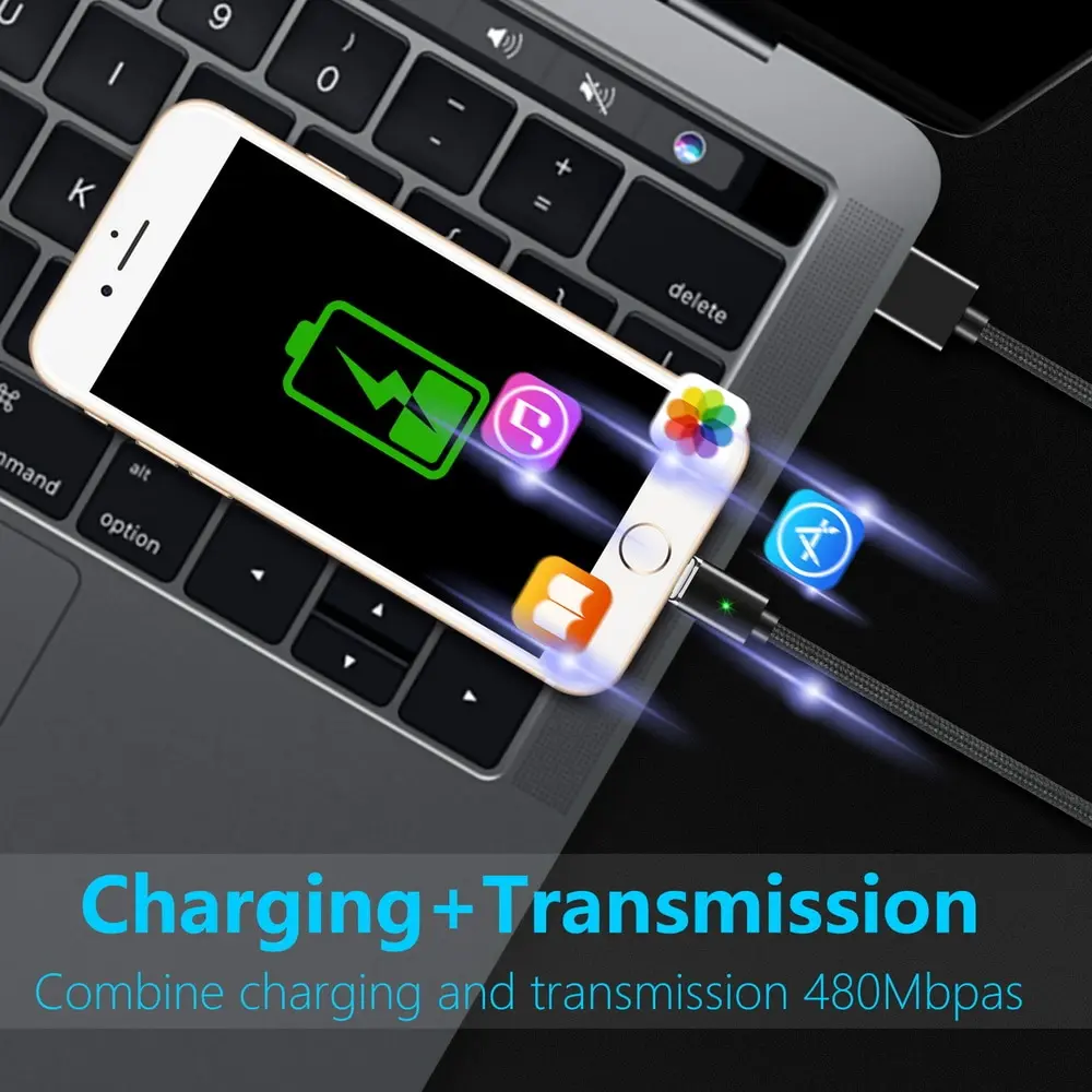 Магнитный кабель Micro usb type C для 1 м 3A провод быстрого заряда магнит зарядное