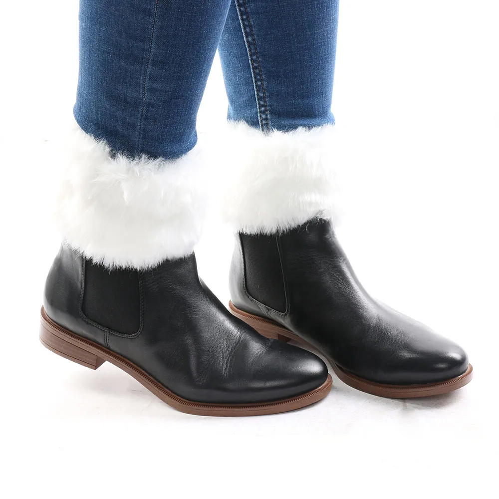 

1Pair Soft Warm Womens Lady Crochet Knitted Fur Trim Leg Warmers Cuffs Toppers Boot Socks Winter