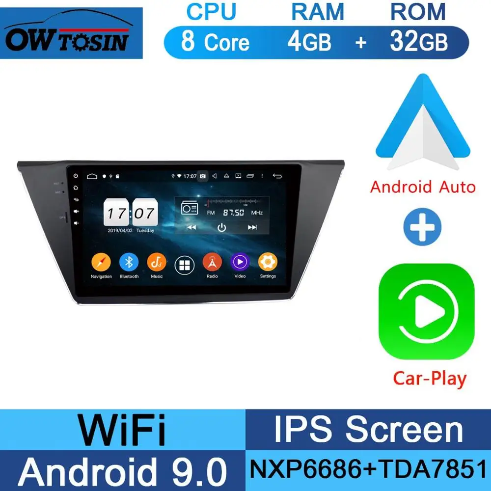 10," ips 8 Core Android 9,0 4G ram+ 64G rom автомобильный проигрыватель с радио и GPS для Volkswagen VW Touran DSP CarPlay Parrot BT - Цвет: 32G CarPlay Android