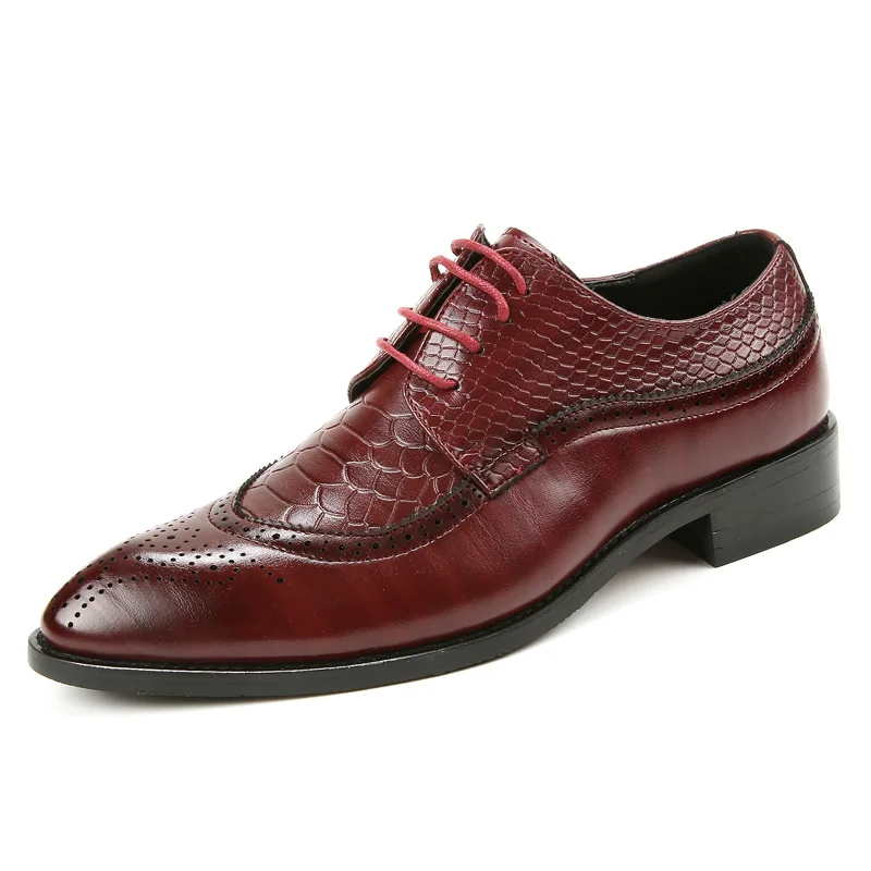 ZDRD бренд Мода Крокодил Стиль Для мужчин Кожаные модельные туфли обувь Для мужчин туфли Medusa высокое качество Формальные туфли-оксфорды для Для мужчин - Цвет: Красный