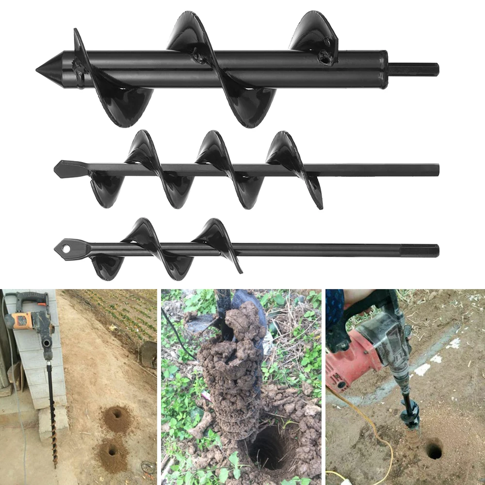 

Spiral Drill Bit Drilling Auger Head HEX Shaft Axle Tool Farm Agricultural Blower Digging Hole Broken Lamp Flower Planter
