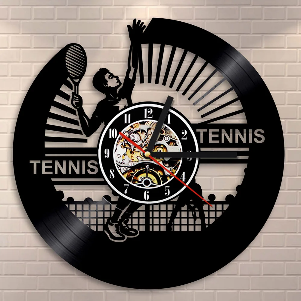 Free Shipping 1Piece Tennis Theme Vinyl LP Record Wall Clock Gymnasium