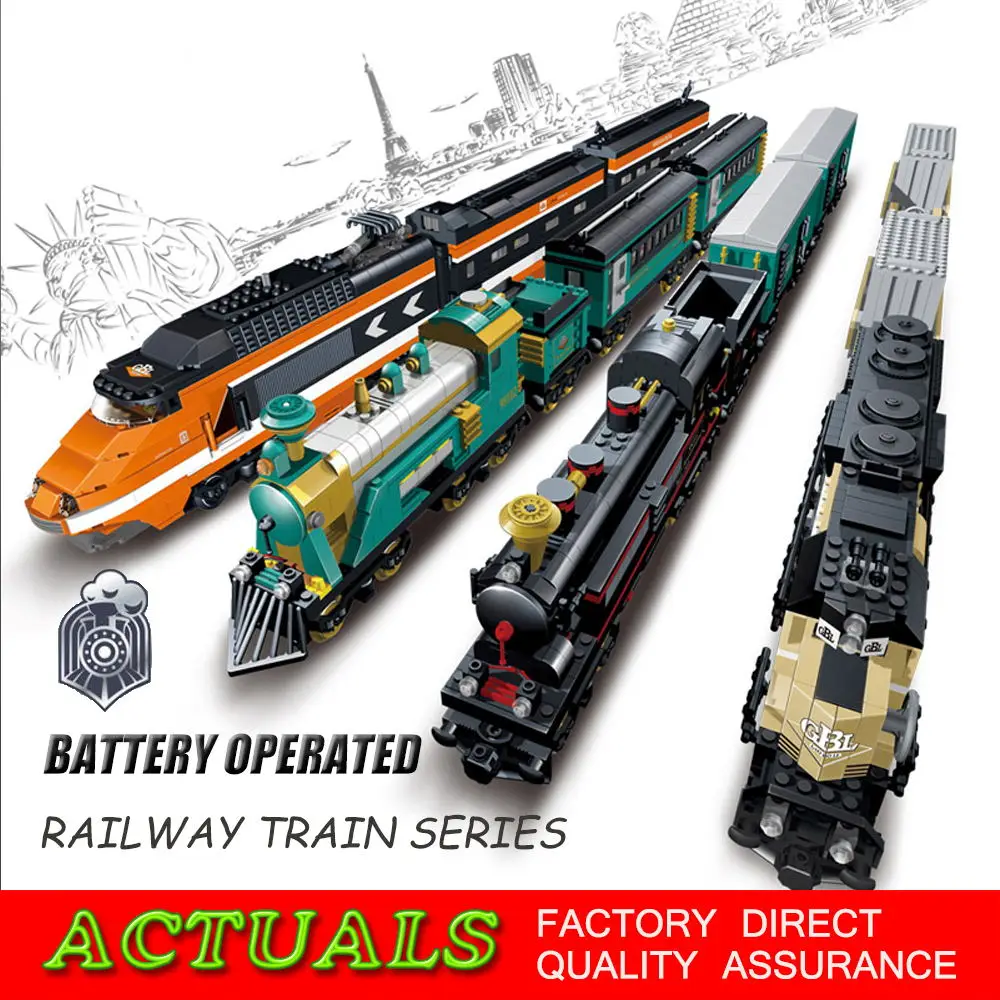 

KAIZI 4 Battery Powered Trains Model Building Blocks Maersk Train Container Train electric Freight Educational Toys for Children