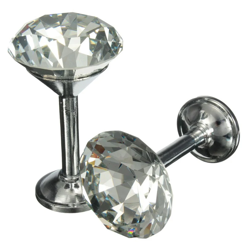 2PCS x 45mm Crystal Window Wall Hook Curtain Hold Backs Tie Back Blind Holder Black/Gold/Silver