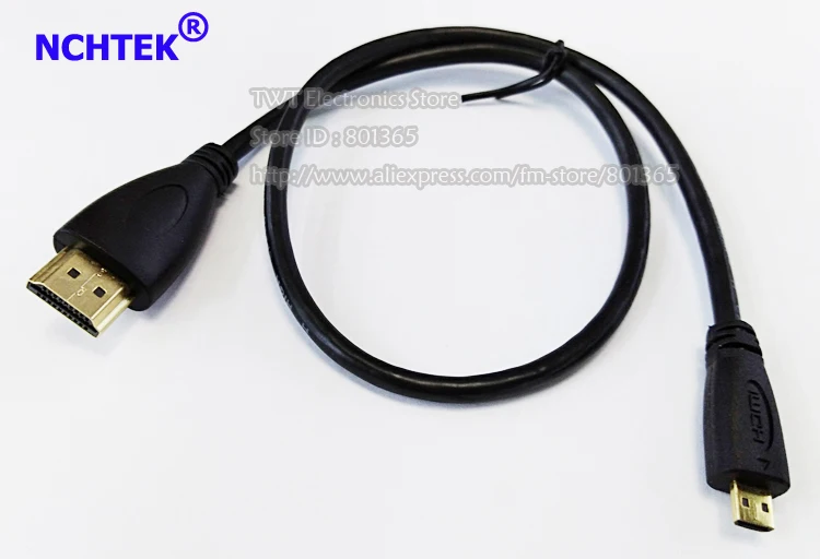 

NCHTEK Straight Micro HDMI to HDMI Male HDTV Cable For Cell Phone & Tablet & Camera 50CM/Free shipping/10PCS