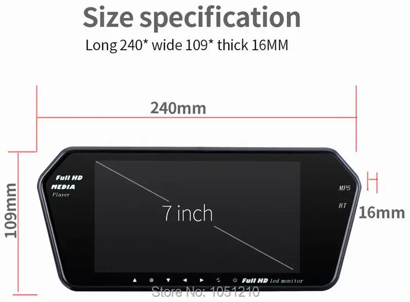 Зеркало заднего вида Ouchuangbo 7 дюймов full touch MP5 поддержка USB SD BT звонки|mirror monitor|rear view