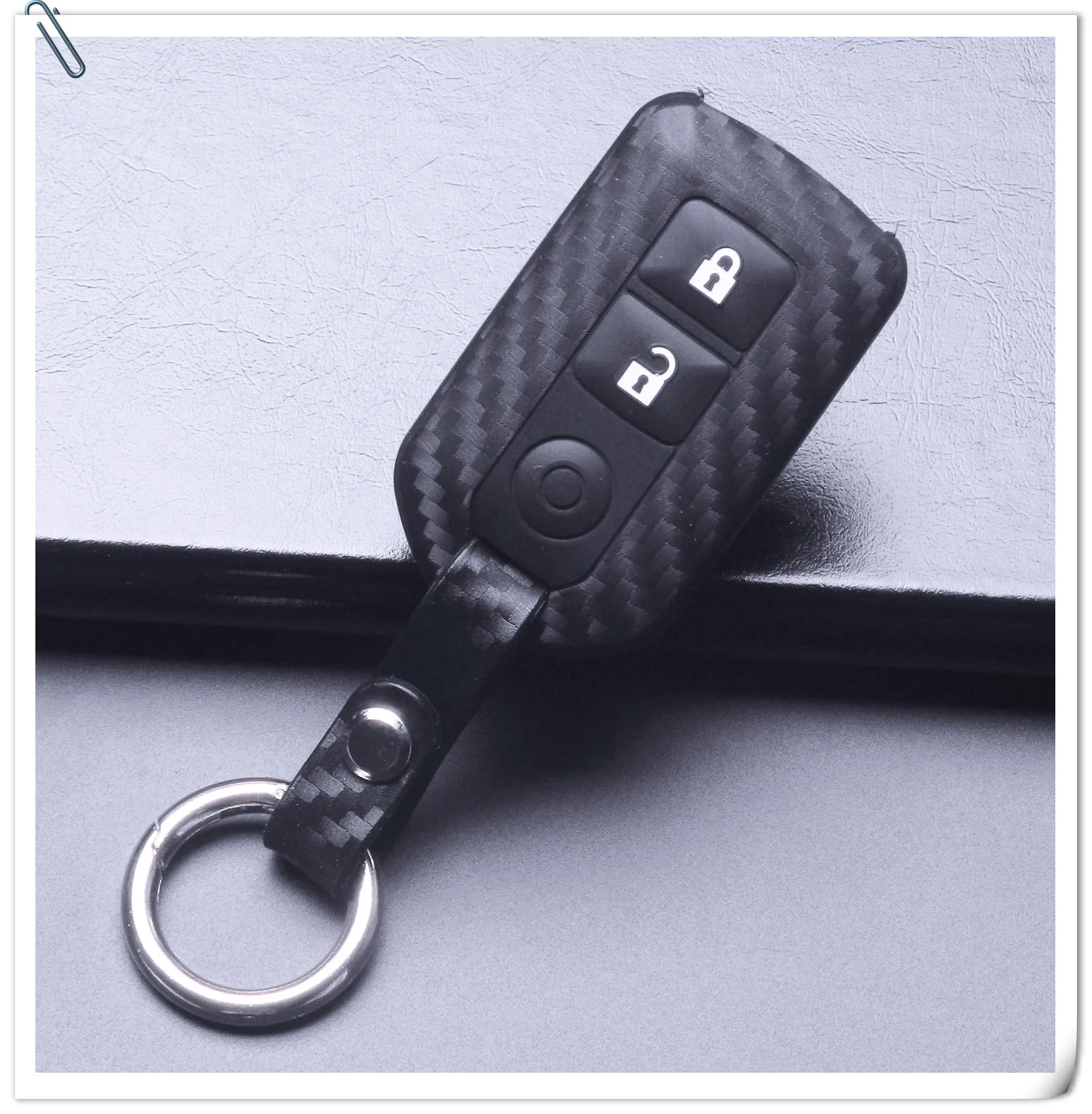 Keyforkess custodia portachiavi in Silicone stile carbonio 3D per Toyota Highlander Camry Yaris VIOS RAV4 supporto portachiavi senza chiave -