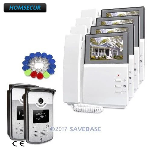 HOMSECUR Hand-Free Color 4.3inch Video Security Door Phone Keyfobs Unlocking Camera for House/ Flat 2V4 HOMSECUR Hand-Free Color 4.3inch Video Security Door Phone Keyfobs Unlocking Camera for House/ Flat 2V4