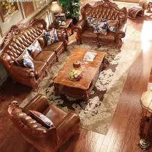 Европейский стиль кожаный диван-комбинация 123 мебель для гостиной