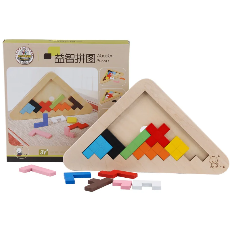 DIY Tangram jigsaw Tetris Puzzle Toys Triangle Wooden Building jigsaw Children Educational Toys Baby Learning Board Set Gifts baby-building-blocks-wooden