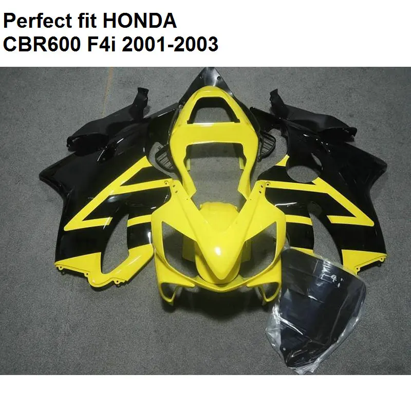 Обтекатель для литья под давлением Honda желтый черный CBR 600 F4i 01 02 03 комплект