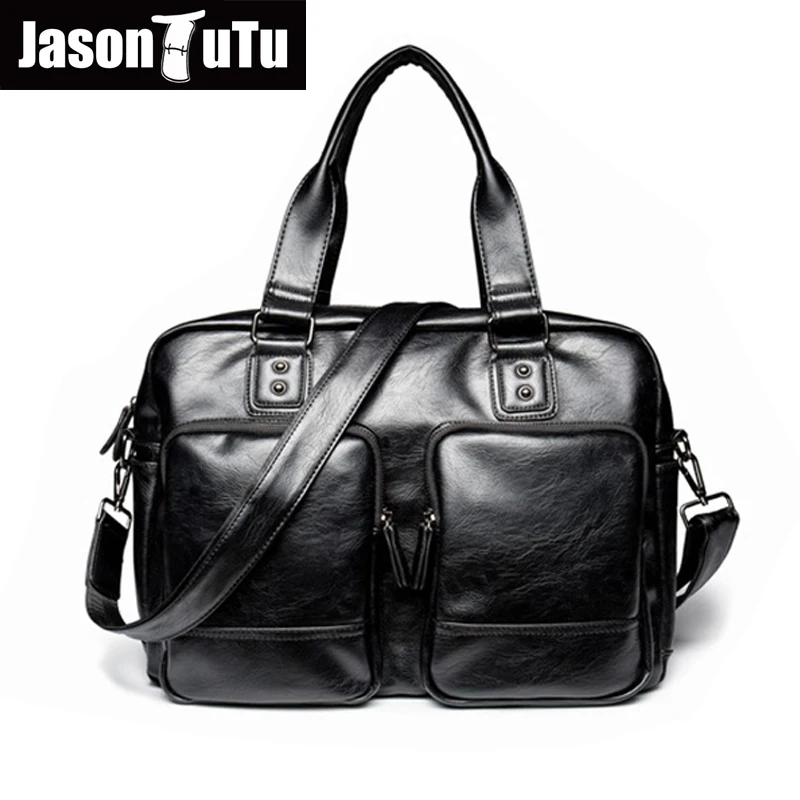 

Quality Pu leather shoulder bags for men fashion large capacity handbags Travel Bags brand design black messenger bag B126