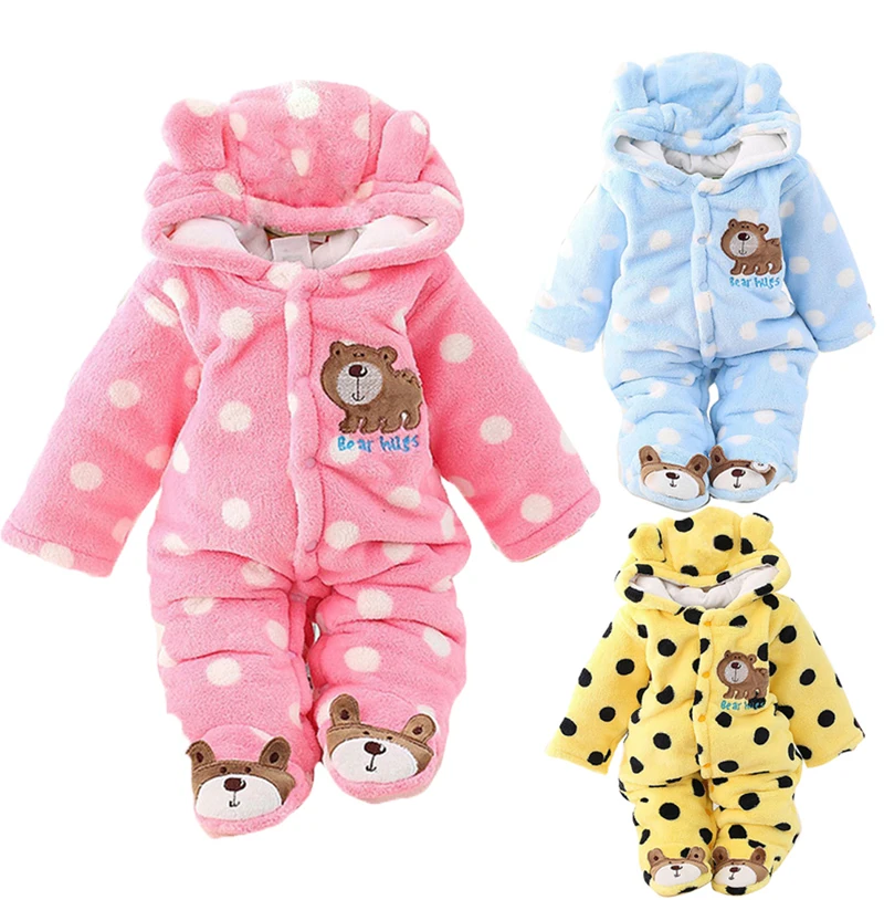 Autumn Winter Boy And Girl Baby Cartoon Rompers Winter Infant Rompers Toddler Cute Clothing Bodysuit Soft Warm Thick Clothes