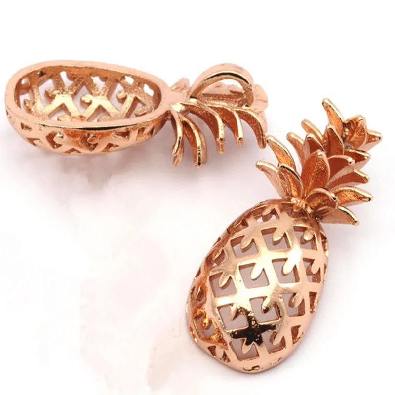 

2pc.. rose Gold raw Brass Pineapple Botany Charms .sz (30x13.4x6.3mm) -y250