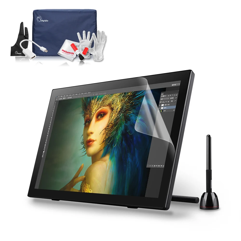 

Parblo Coast22 21.5" USB Art Design Drawing Graphics Tablet LCD Monitor 2048 Levels + Battery-free Pen+ Screen Protector+Glove