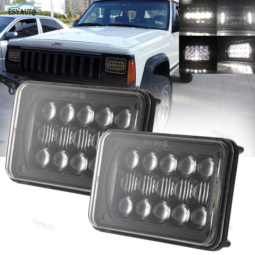 

5D Truck lamp 60w 4x6 inch LED Headlights white DRL for Ford Probe Chevrolet car head light black 2 pcs
