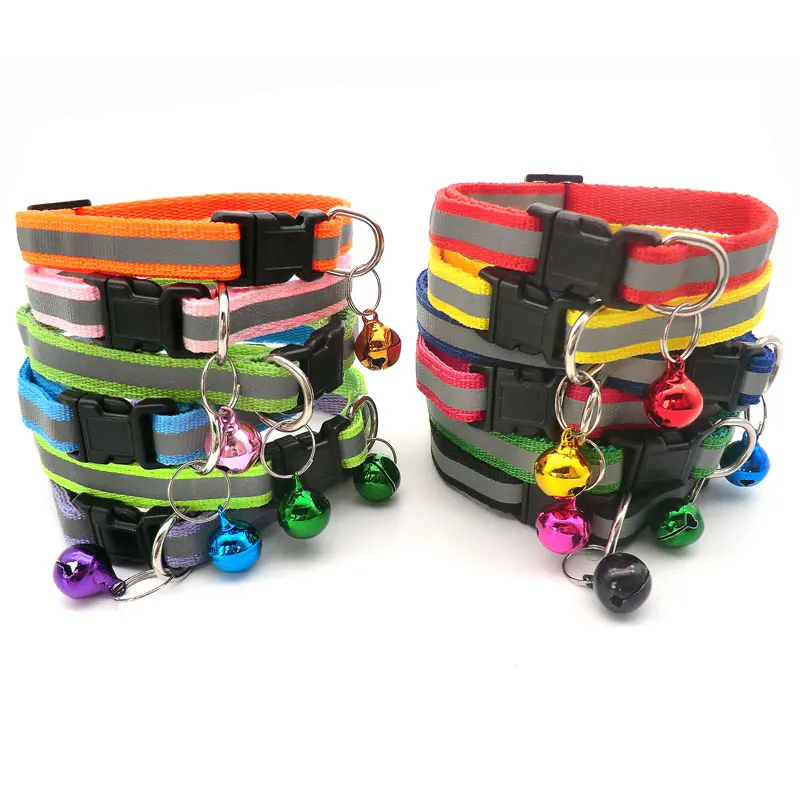 

Wholesale 100Pcs Adjustable Bell Small Dog Collar Cat Pet Collars Adjustable Puppy Cat Pet Basic Collars For Dog Cat Accessories