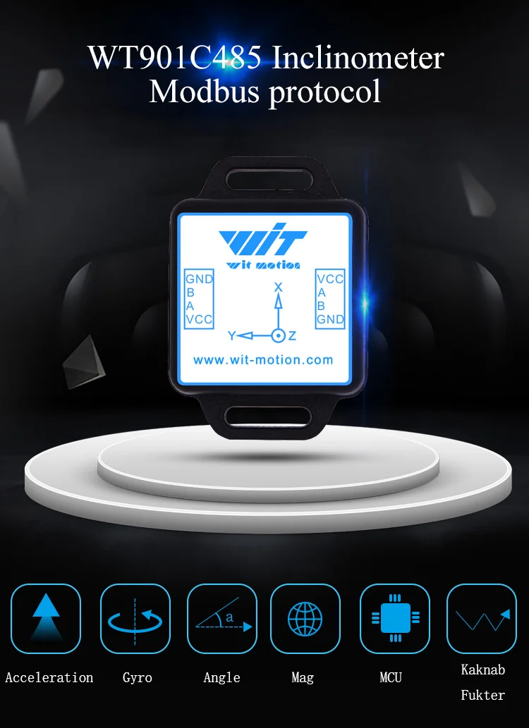 WT901C485 мульти-подключенный до 128 шт. датчик RS485 Modbus 3 оси Угол+ ускорение+ гироскоп+ магнитометр Инклинометр на ПК