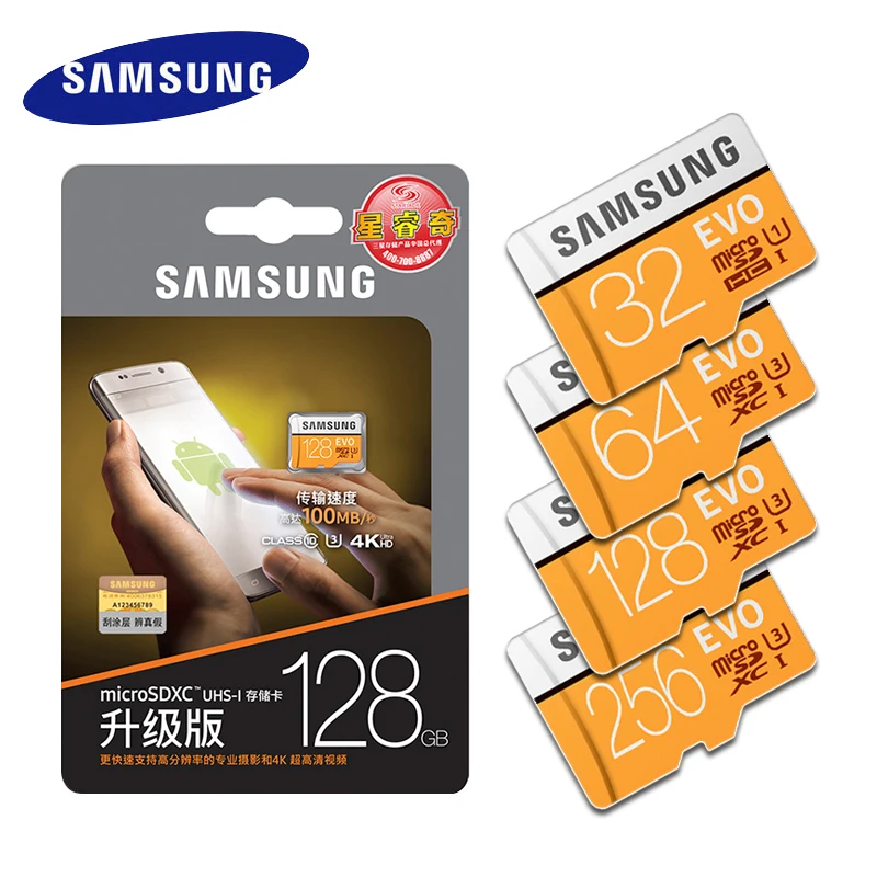 Samsung высокая скорость 32 ГБ, micro sd карта, 128 gb флэш-карта памяти популярное 64 gb UHS-I U3 4 K 256 gb TF карты для