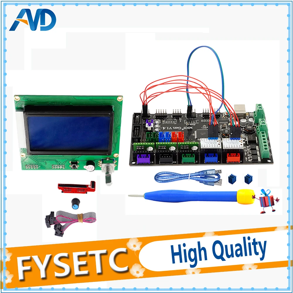 

UpdateNew 12864 Graphic LCD Set +1PC Gen V1.4 3D Printer 4 Layers PCB Controller Board + 2PCS TMC2130 V1.1 SPI Silent Driver