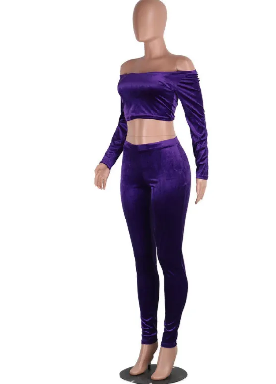 women velvet two pieces set suits 20_
