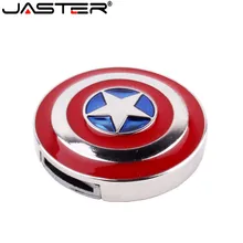 Металлический флеш-накопитель JASTER captain america Shield usb 2,0, 4 Гб, USB флеш-накопитель, 8 ГБ, 16 ГБ, 32 ГБ, 64 ГБ, 5 шт., цветная печать логотипа