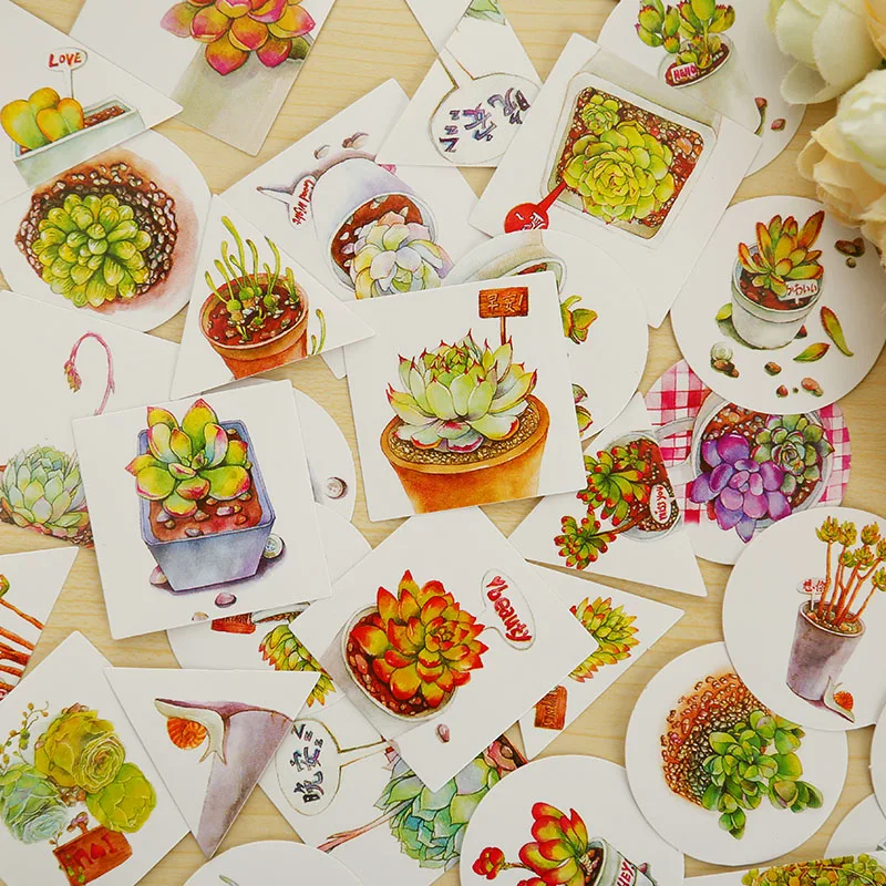 

40 pcs/lot succulent mini paper sticker package DIY diary decoration sticker album scrapbooking