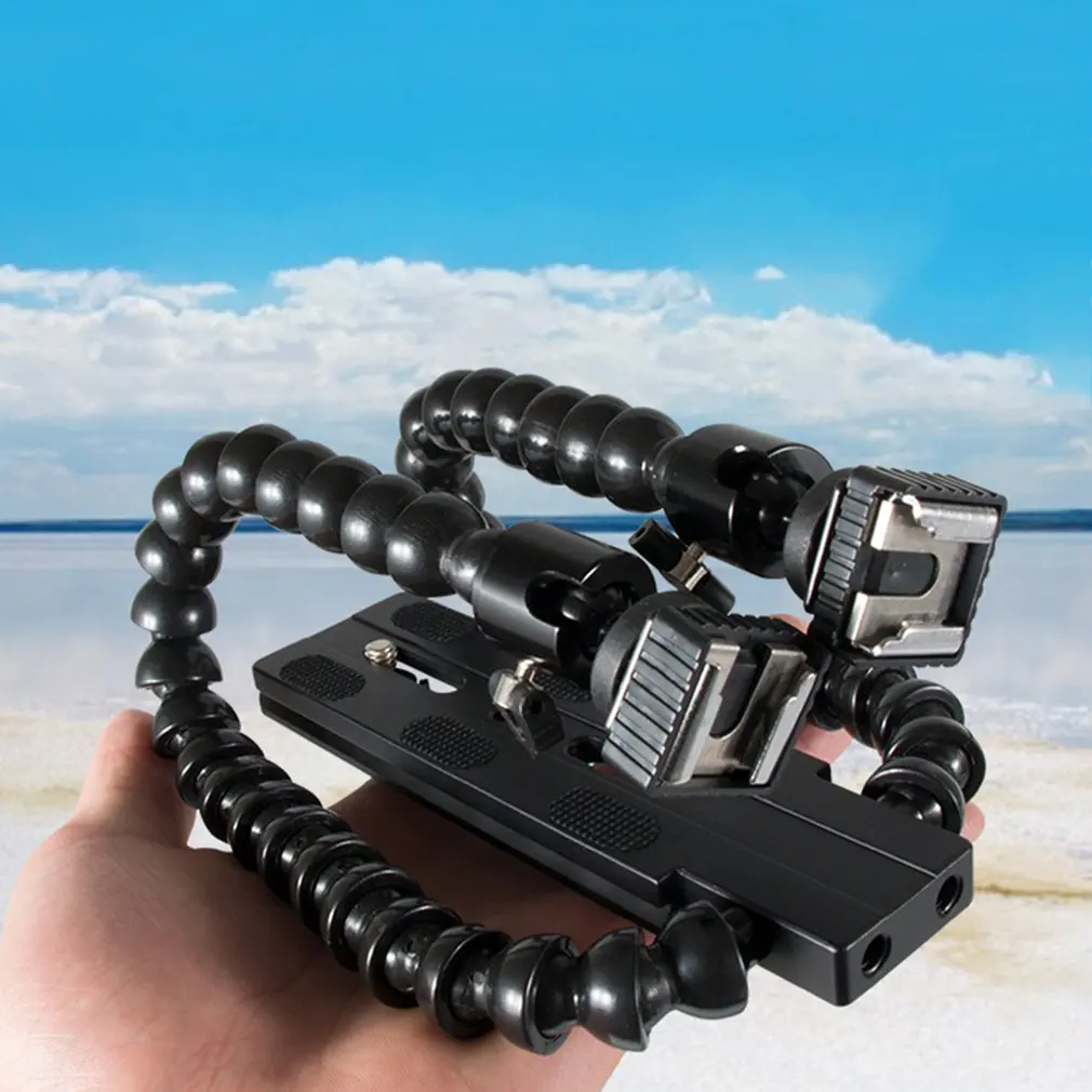 

Universal Dual Twin Arm Flexible Camera Flash Bracket Mount Holder Aluminum Alloy Adjustble Flash Bracket