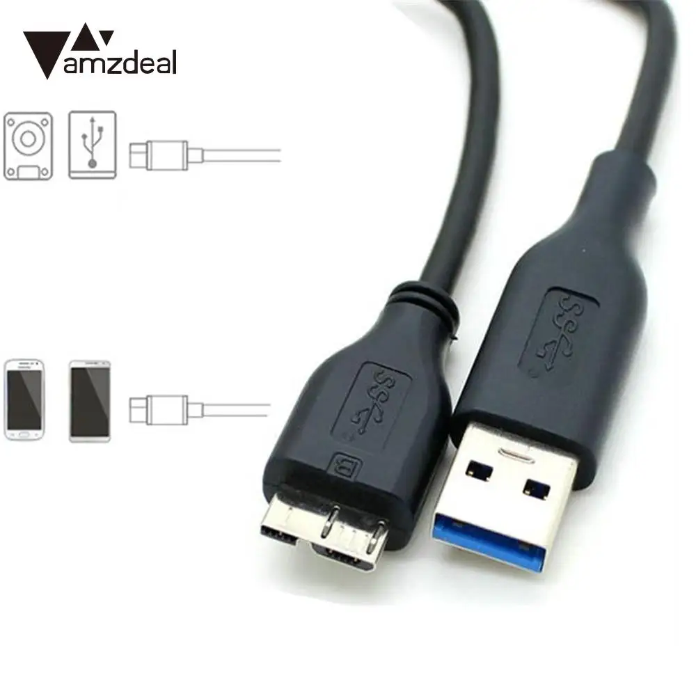 Amzdeal Высокоскоростной USB 3,0 мужчина A к Micro B быстрое зарядное устройство Синхронизация данных внешний жесткий диск кабель для передачи данных кабель питания