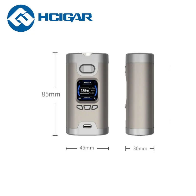 Просвет Hcigar Wildwolf 235 Вт коробка Vape мод TC Двойной 18650 ячеек TFT сенсорный экран Towis XT235