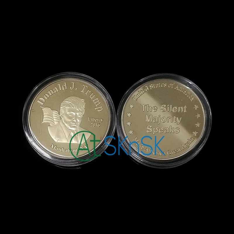 Mixed 3pcs/lot three color coins for collectors newest commemorative holder us president Donald trump sale | Дом и сад