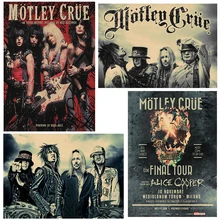 Motley Crue винтажная Ретро рок-группа музыкальная гитара матовая крафт-бумага античный плакат Настенная Наклейка домашний декор
