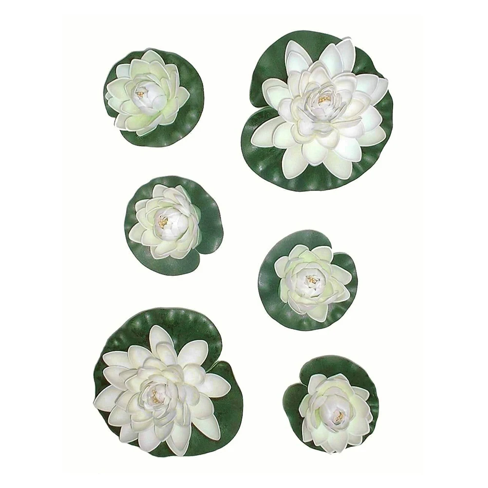 6pcs Artificial Pond Plants Lotus Lilies flower faux DIY Garland