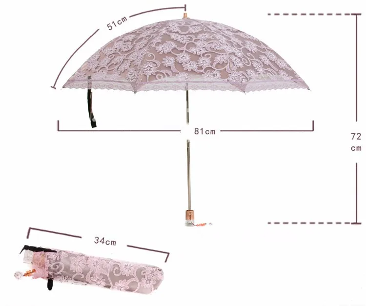 Парадный Элегантный женский кружевной зонтик с вышивкой, летние солнечные и дождливые зонты для девочек, портативный зонтик, mujer parapluie