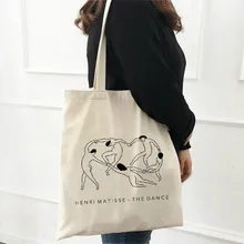 Bolso de lona nuevo arte de dibujos animados Matisse de moda de verano, bolsos de hombro casuales de moda de gran capacidad Ulzzang ins Vintage para mujer