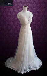 Новые поступления Кружева Boho Свадебное платье V шеи тюль пляжное платье vestido de noiva 2018 свадебное платье