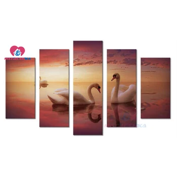 

DIY 5d Diamond painting landscape accessories full drill Cross stitch kits triptych swan Multi-painting Embroidery rhinestones