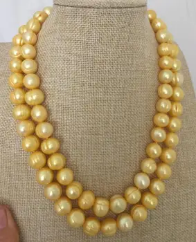 

elegant 12-13mm baroque south sea gold pearl necklace 38inch14K Gold Clasp KKK
