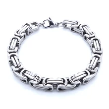Византийская цепь браслет мужской Мотоцикл Байкер браслет из нержавеющей стали 8 мм " дюймов серебряный цвет для мужчин и женщин