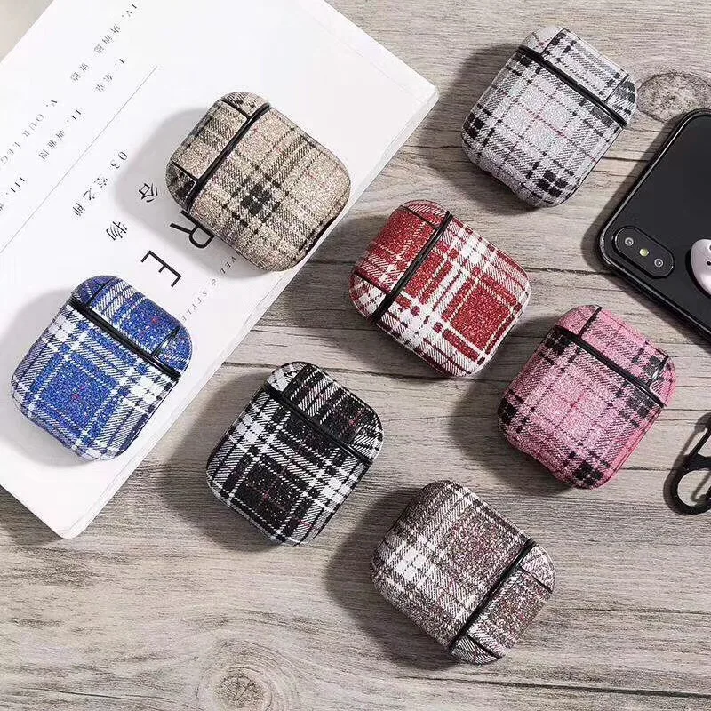 

Luxuy Plaid Pattern Wireless Earphone Case For Airpods Bluetooth Headphone Protective Cover For Apple Airpods Charging Case Bags