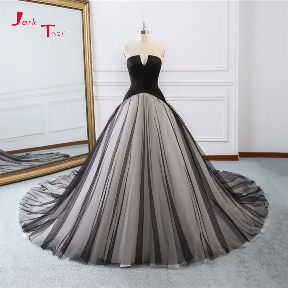 black ball gown wedding dress
