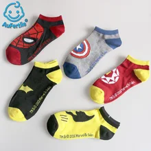 

5 pairs 100% Cotton summer Cartoon Superman American Super hero Batman Socks Breathable Couple Boat Socks men Short socks