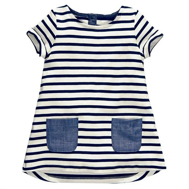 

Girls Dress Summer Princess Stripe Pockets Kids Dresses Children Dress